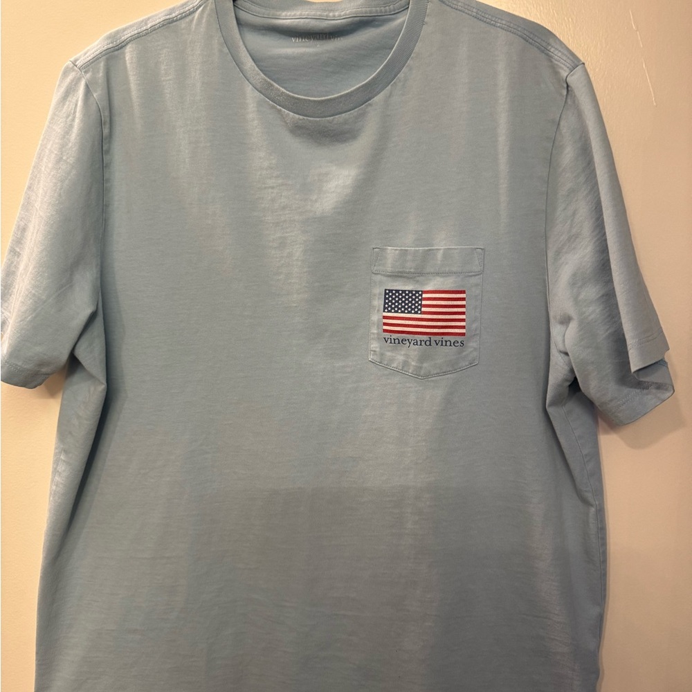 Vineyard Vines Sky Blue Flag Pocket Tee